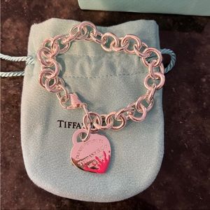 Tiffany pink splash heart charm bracelet
